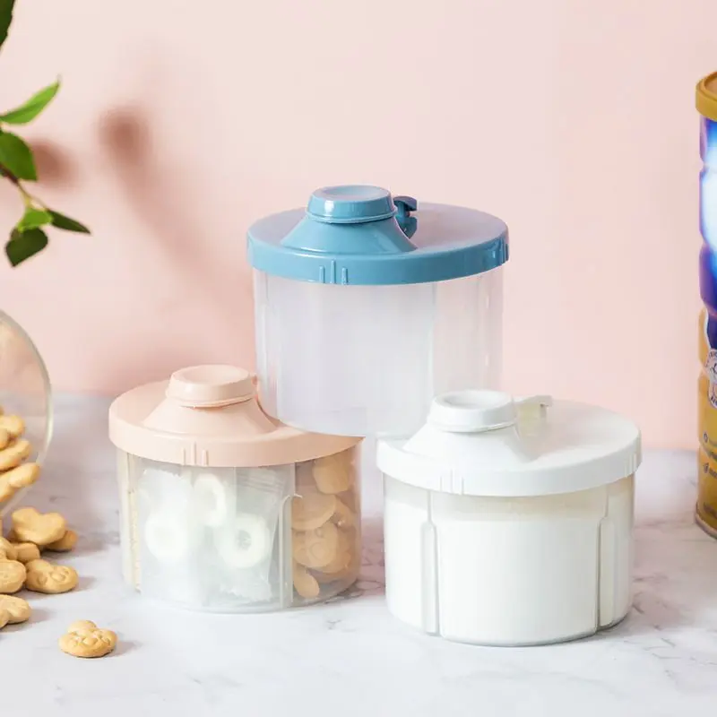 Baby Formula Dispenser With Rotating Lid - 4-Compartment Airtight Food Storage Container, Portable Moisture-Proof Powder Organizer For Travel & On-The-Go ATK dopper bottle 2storyshippingcontainerhome