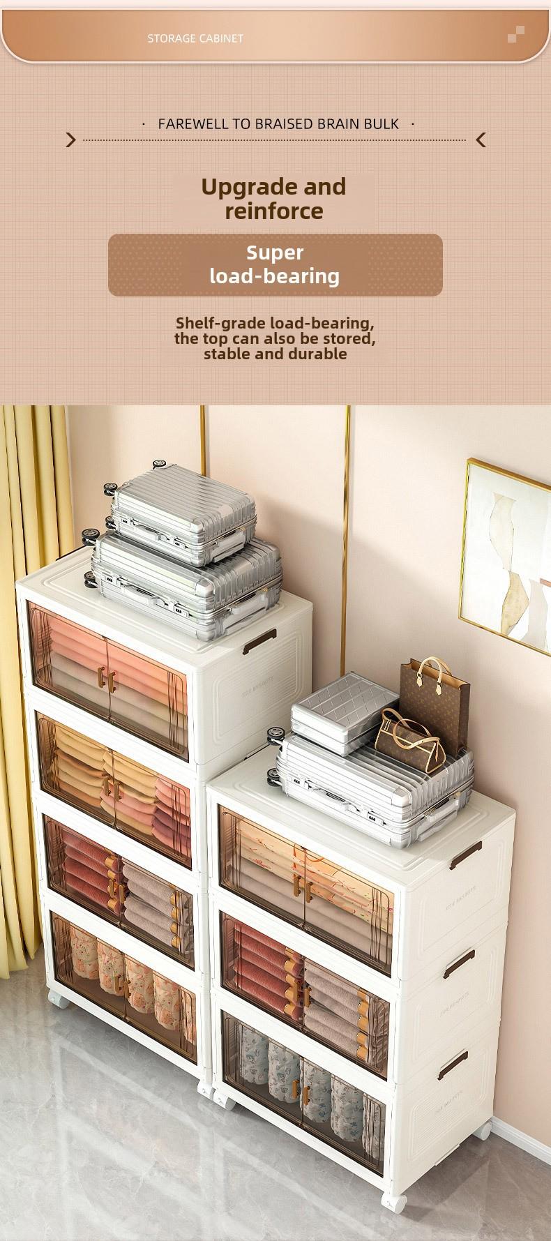 Product Introduction of Storage Cabinet Foldable Wholesale Children's Clothes Storage Cabinet Double Door Home Organizer Cabinet Household Bedroom Wardrobe Easy to Use, Convenient and Easy to Use box  leather 5