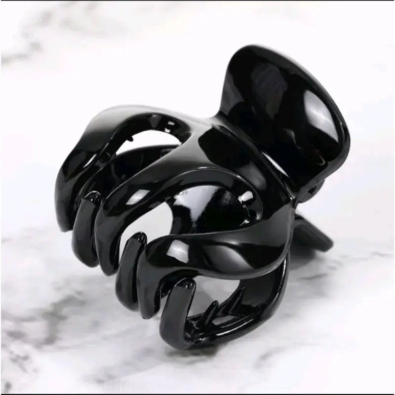 1PCS Jepit Rambut Jedai 5 Cm Wanita Cakar 3 Bahan Plastik Jepitan Badai Warna Hitam Polos Model Korea Clips A071 5