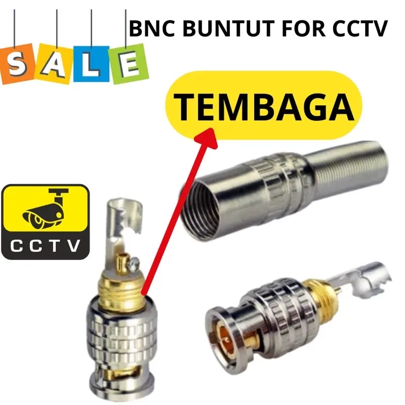 Konektor Jack Bnc buntut Coaxial RG59 RG6 Tanpa Solder Untuk Kamera CCTV 0