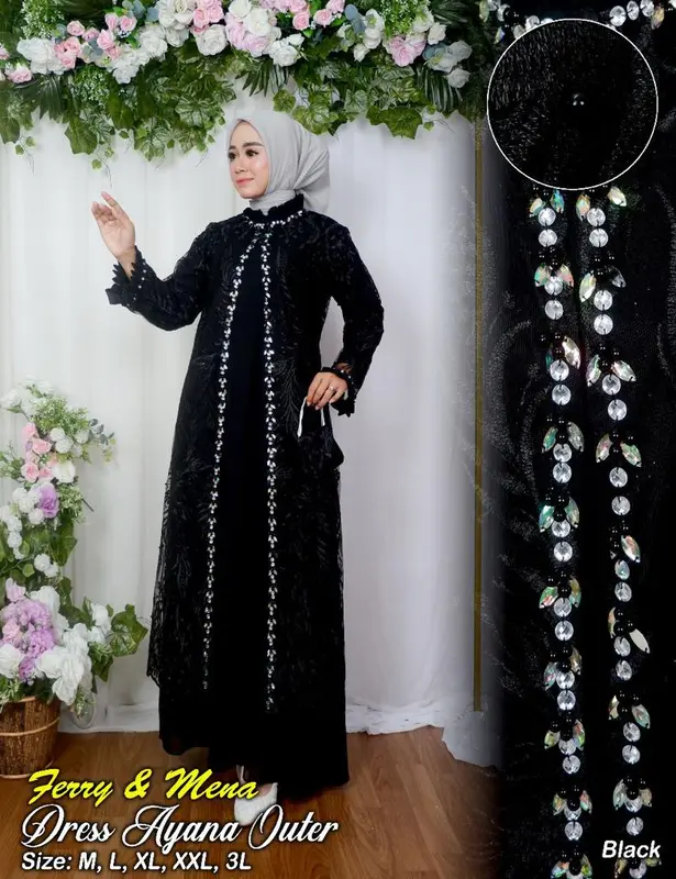 Gamis Gina Dress Outer Lepas Pasang Free Hijab - Gamis Pesta 6