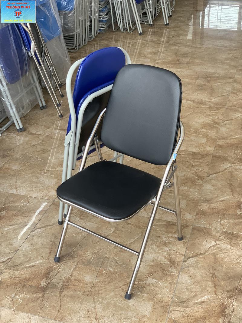 Product Introduction of Ghế gấp văn phòng lưng cao màu đen Trường Phát G04, ghế xếp INOX, đệm bọc pvc êm ái, gấp gọn dễ dàng, tiết kiệm không gian 6