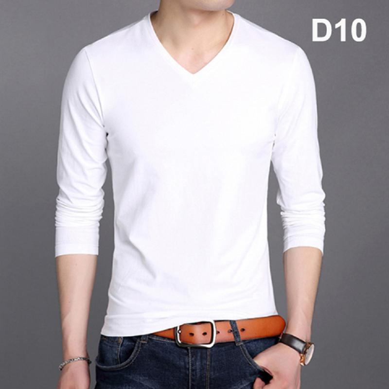 [Hàng Xả Kho Giá Vốn] Áo thun nam tay dài cổ tim, chất cotton 4 chiều , áo dài tay nhiều màu dáng ôm thời trang Menswear Top Cổ Tròn Đen