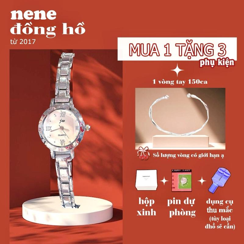 [TẶNG VÒNG] Đồng hồ nữ JW tròn 23 mm mặt đá kính hoa - 4 màu nhỏ nhắn sang trọng dành cho cổ tay nhỏ woman Women Đeo Tay