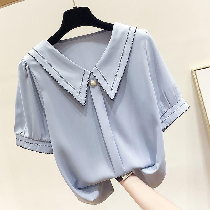 Quần Áo Nữ Mùa Hè, ngắn Tay, Ngoại Cỡ, Áo Cổ Chữ V, Dáng Rộng Vừa Vặn, Thiết Kế Đẹp, Vải Voan Hợp Xu hướng Thích Hợp Cho Độc Đáo, Thời Trang, 150,00kg, Hàng Mới Về 2