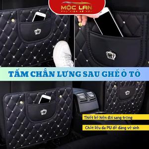 Tấm Chắn Sau Ghế Ô Tô Đính Đá Hình Vương Miện Và Thiên Nga Chất Liệu Da PU Dễ Dàng Vệ Sinh