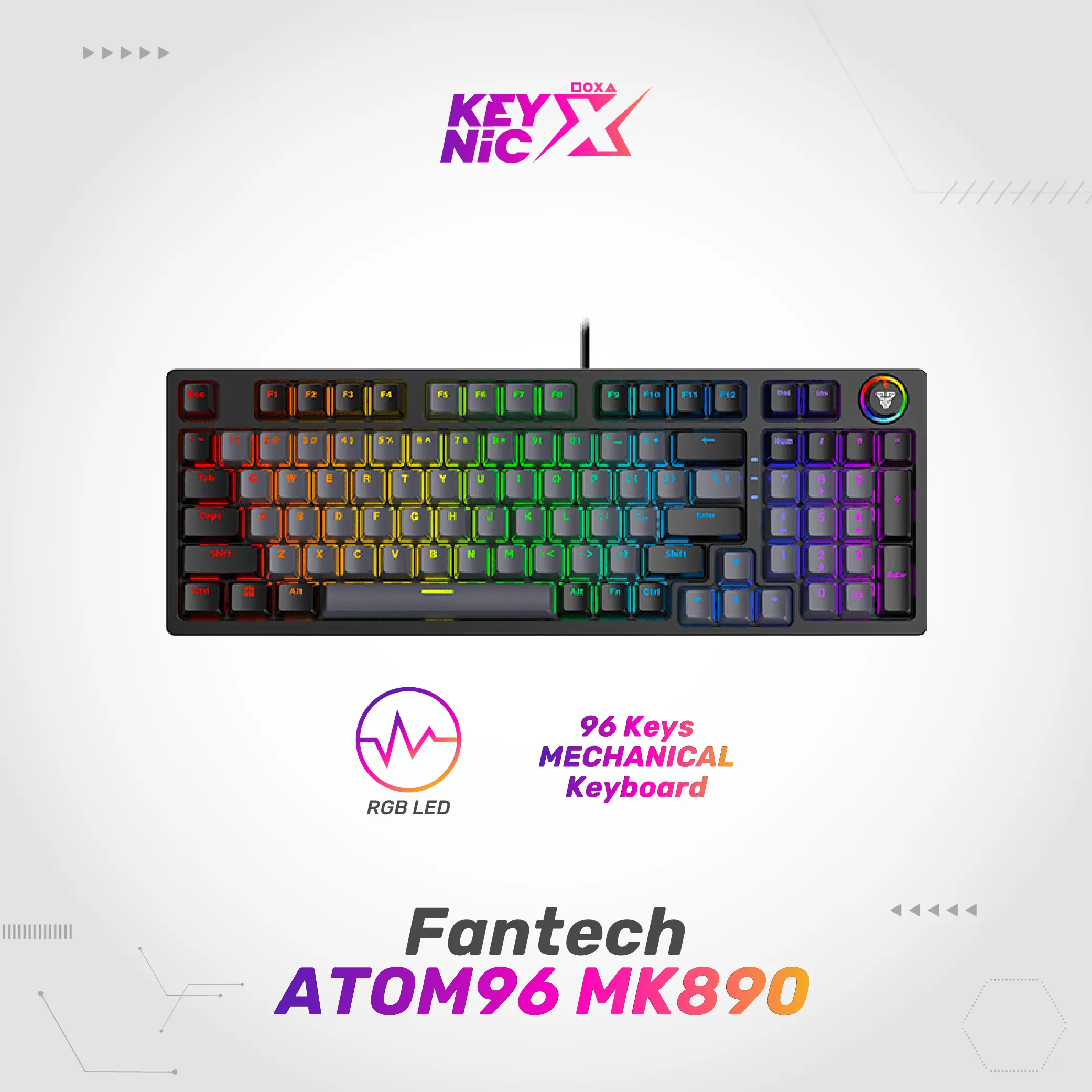 Fantech ATOM96 MK890 RGB Keyboard Gaming Mechanical Full Size Garansi Resmi