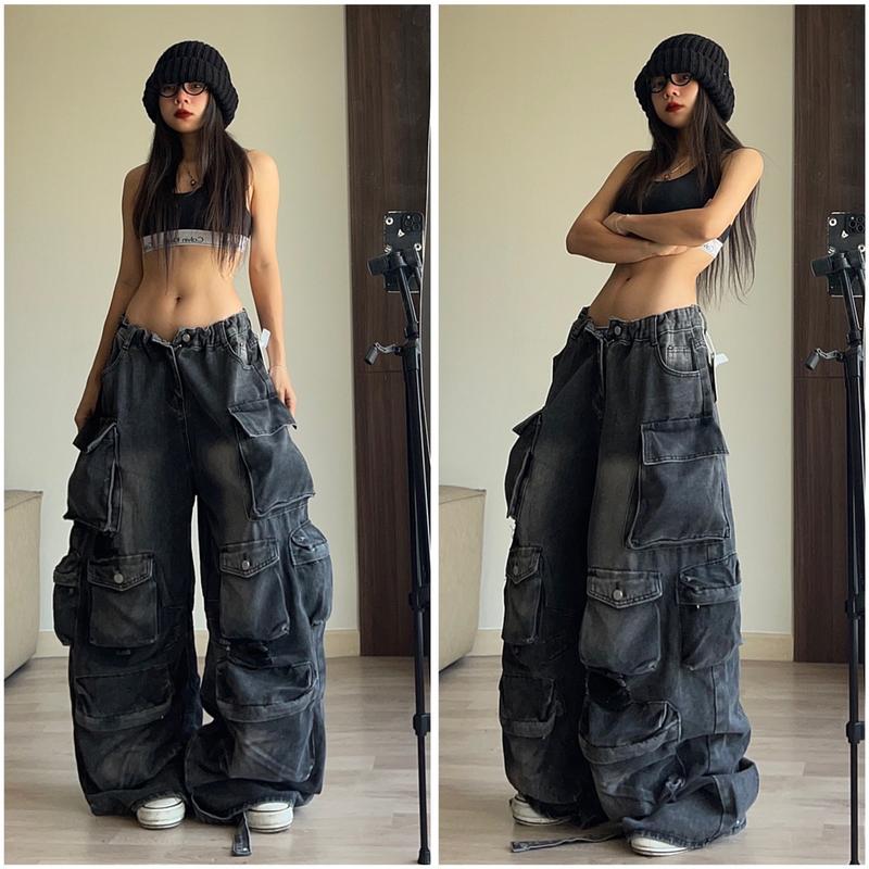 Quần túi hộp đen bụi nhiều túi rách kiểu, cargo pants chất lượng cao cấp dày dặn chuẩn loại 1 form unisex năng động 2024