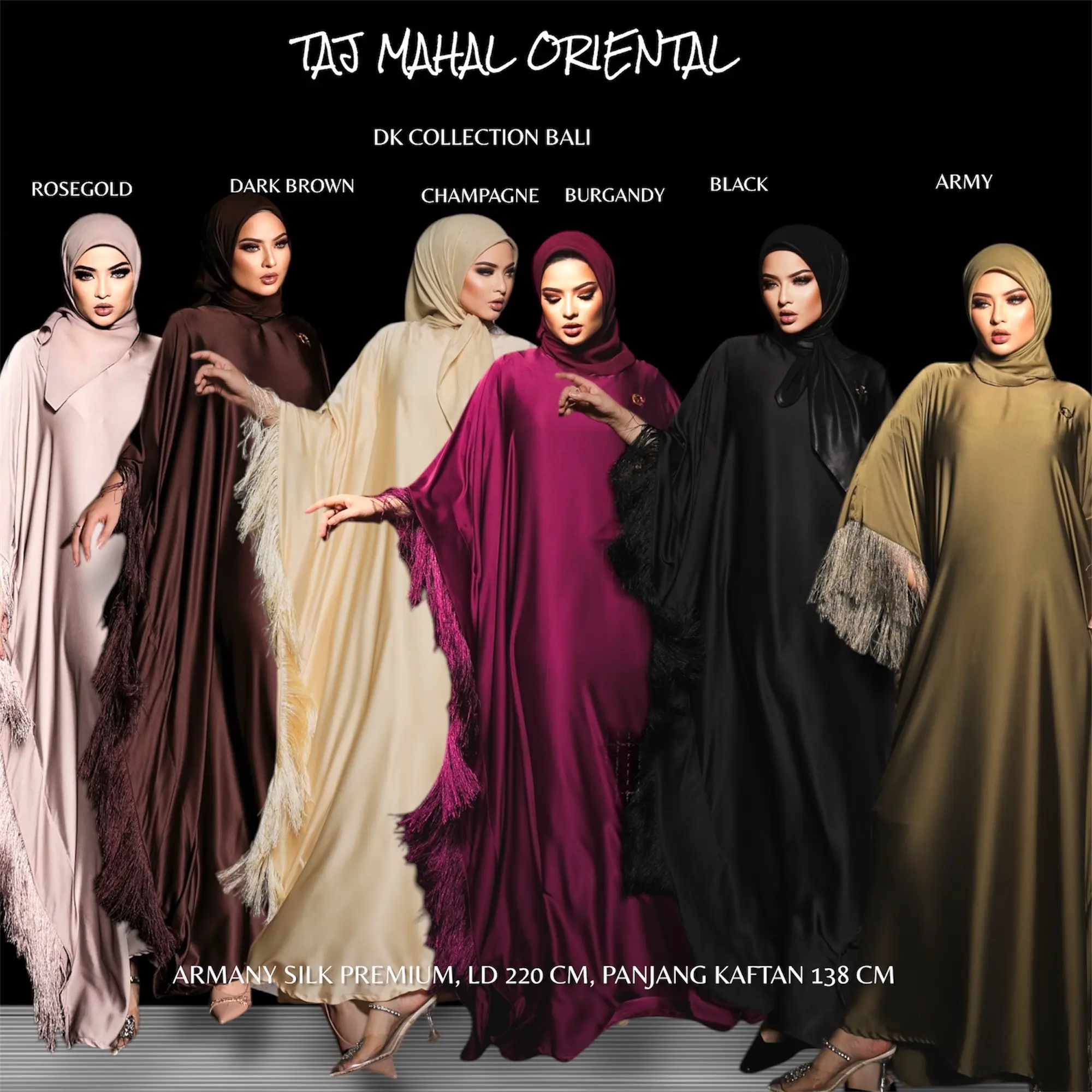 CE HOMEWEAR KAFTAN LEBARAN RUMBAI POLOS ARMANY SILK PREMIUM