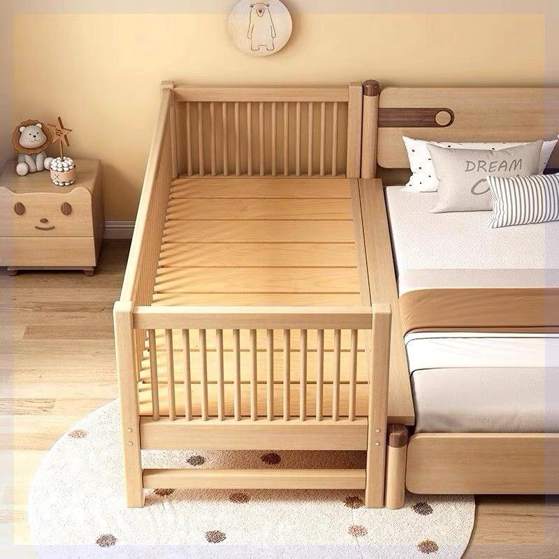 Giường ngủ cho bé ghép cạnh giường bố mẹ chất liệu gỗ thông tự nhiên kích thước…