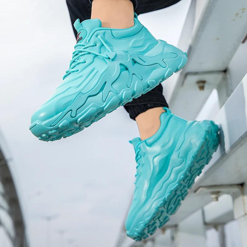 Customization Men Fashion Casual Sports Sneakers Lightweight Leather Thick Sole Blank Running Walking Shoes for Women Closed Trainers_voghion.com