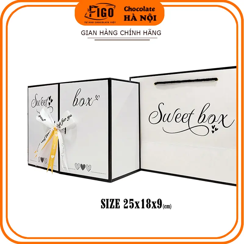 Size 25*18*9 (cm) Hộp Quà tặng Sinh Nhật, Ngày Lễ Valentine, Sweet Love Hộp Kèm Túi Giấy, Giấy Rơm sang trọng