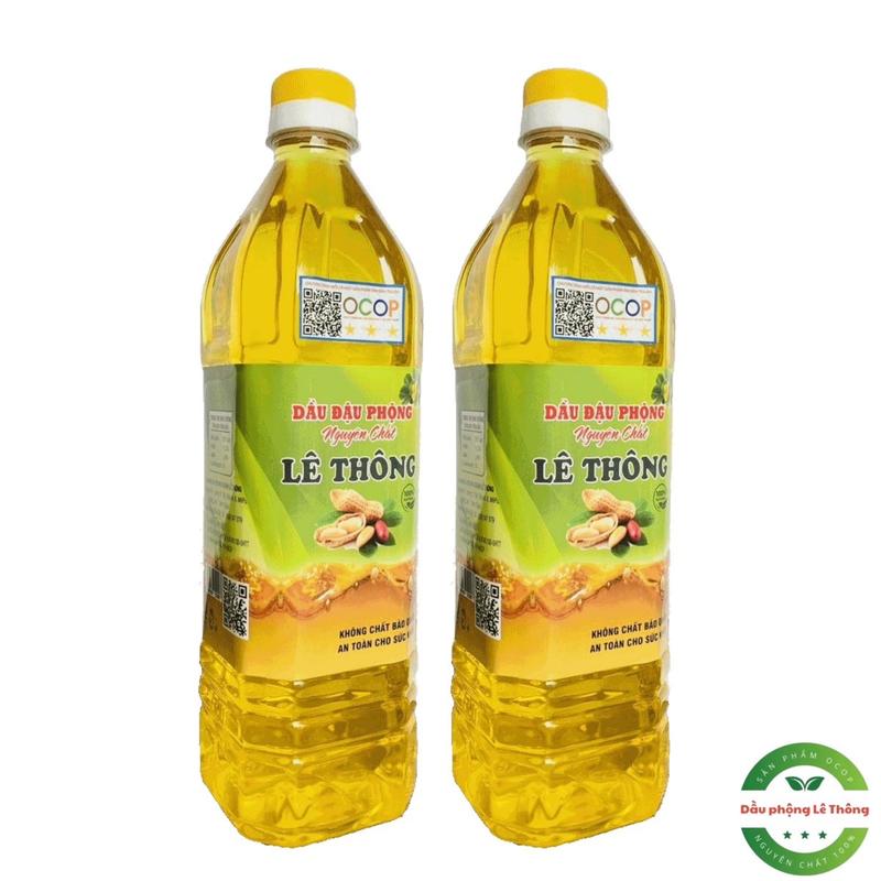 Combo 2Lit Dầu Lạc Nguyên Chất Lê Thông, OCOP Bình Thuận, HACCP. Ép từ hạt đậu Sẻ miền Trung  Dầu Ăn dầu lạc oil tết cooking thực vật chai