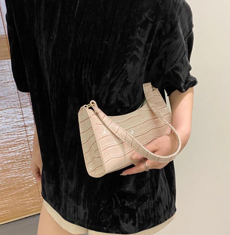Product Introduction of Fashion PU Leather Bags for Women Alligator Pattern Armpit Handbag Female Small Underarm Messenger Bag Purse 5