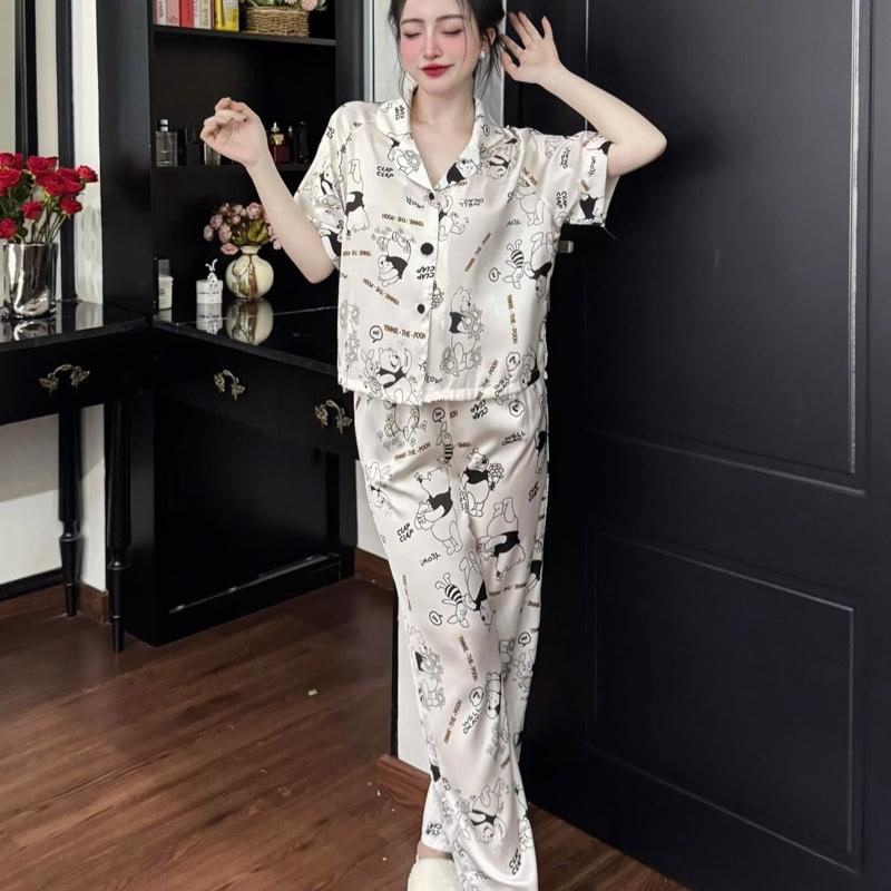 Pyjama - set TNQD form áo croptop - chất liệu lụa latin - size <60kg Nữ 4