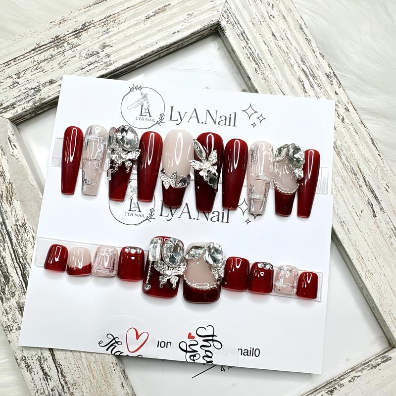 T97 Nailbox móng giả combo tay chân đỏ thạch