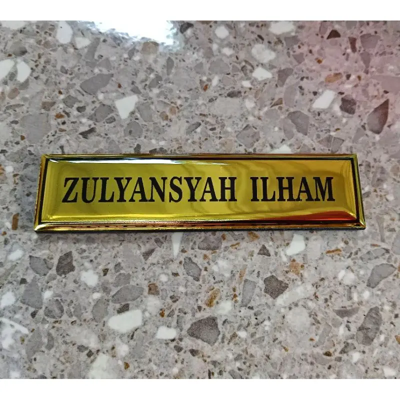 Name Tag Papan Nama Warna Gold Emas Mengkilat - Peniti - Magnet #Name Tag Indonesia 3