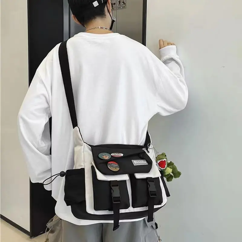 【COD】Tas travel untuk pria dan wanita/tas bahu/tas kanvas/unisex/tas kasual/tas fashion Korea berkapasitas besar/tas bahu impor/temperamen kasual/tas kasual pasangan/2 gaya untuk dipilih 4