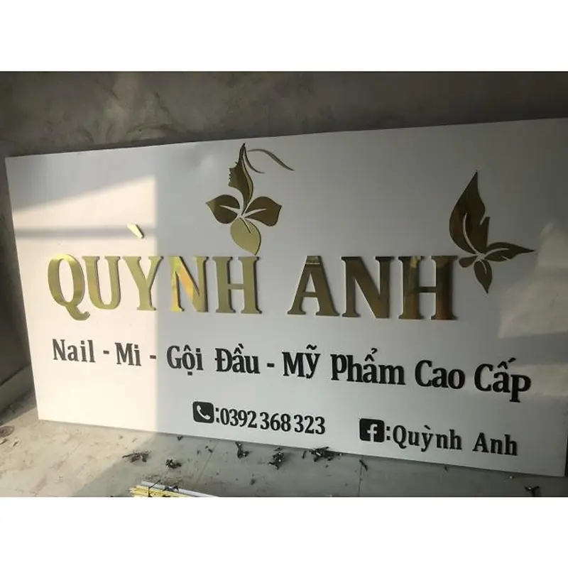 Chữ dán tường trang trí chất liệu alu tráng gương cao cấp kích thước 10cm 4