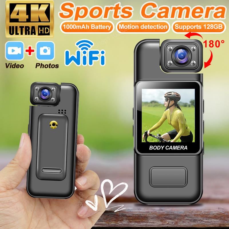 Máy ảnh mini WiFi Ultra HD 4K Máy ghi video kỹ thuật số Cầm Tay Máy quay video hình ảnh cơ thể cảnh sát Tầm nhìn ban đêm hồng ngoại Máy quay phim thể thao Máy ghi hình Nhỏ Thanh Toán Khi Nhận Hàng