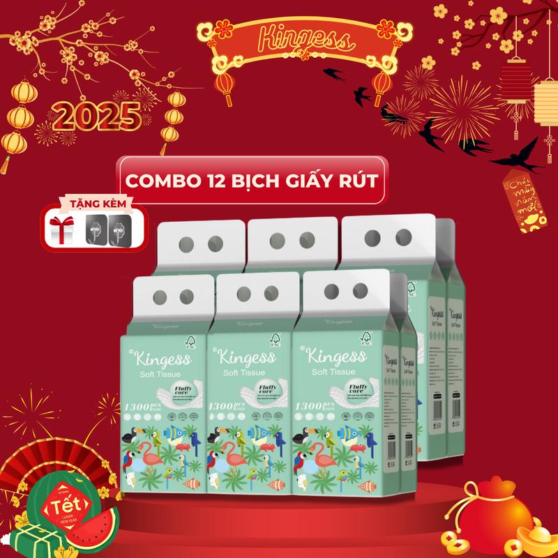 (HN_HCM) Combo 12 Bịch Giấy Rút Treo Tường NHà KINGESS 5 Lớp khangi  ay tietkiem giấy  vệ 0