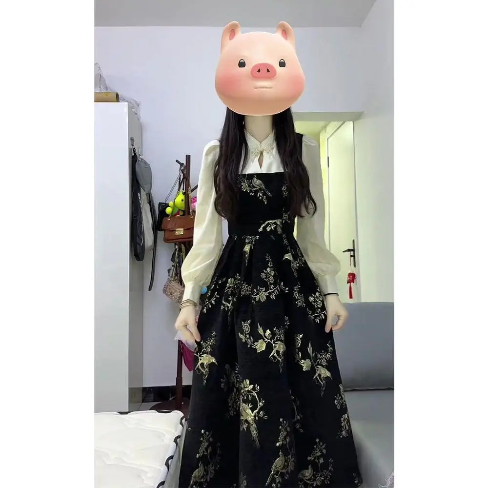 Bộ Áo Sơ Mi Và Váy Hai Dây, Phối Theo Bộ, Phong Cách Hàn Quốc, Ngầu Và Cao Cấp, Thích Hợp Cho Mùa Xuân Và Mùa Thu, Hàng Mới Về, Bó Sát, Thanh Lịch Nữ Top Women