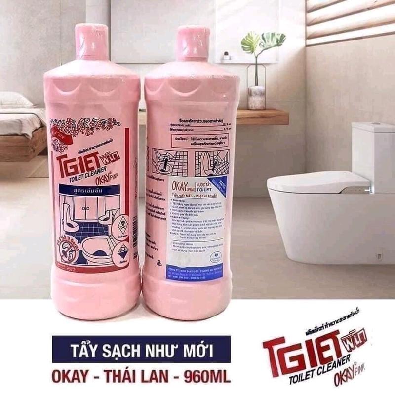   Combo 2 Chai  Nước tẩy rửa nhà vệ sinh OKAY Thái Lan 960ml siêu mạnh đánh tan vết bẩn nước tẩy bồn cầu OKAY loại tốt hơn loại thường  