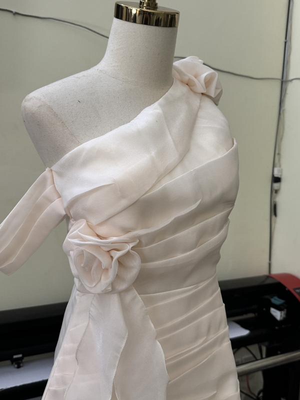 Đầm Nữ dự tiệc tiểu thư dáng ngắn lệch vai đính hoa màu nude màu đen chất voan tơ cao cấp sang trọng (Form nhỏ, có sẵn mút ngực) 5