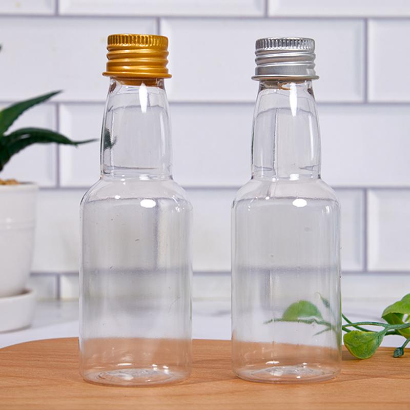 Product Introduction of 5Pcs 60ml Mini Clear PET Refillable Small Wine Bottles For Party Wedding Liquor Bottles With Leak Proof Screw Lid 22