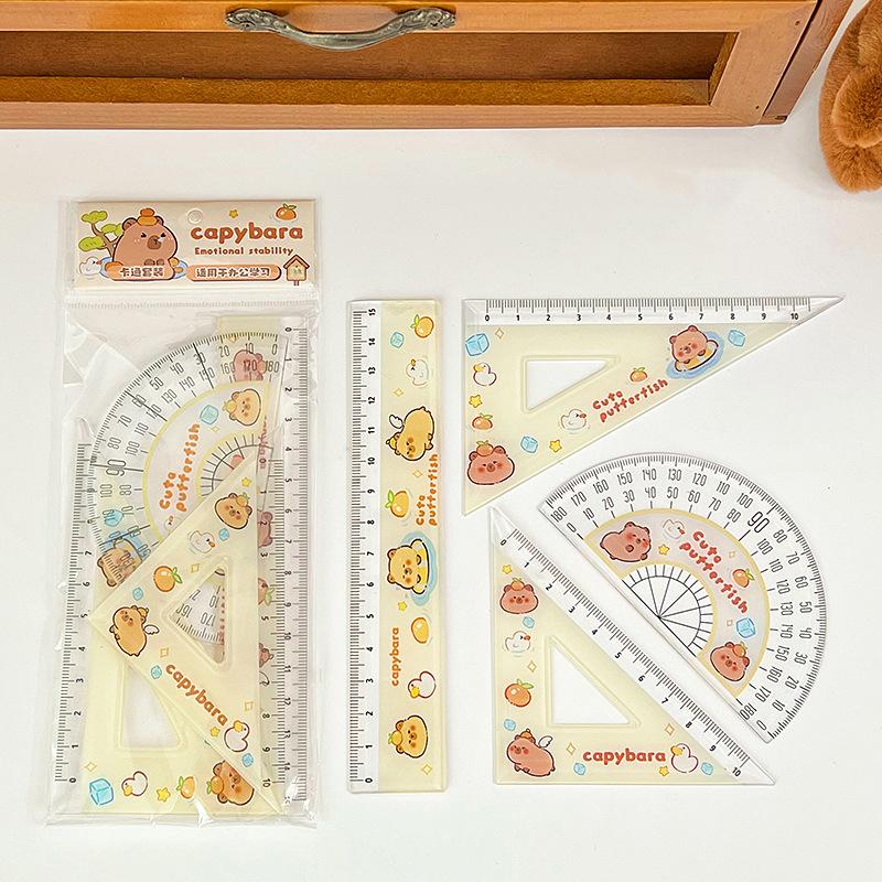 Product Introduction of 4Pcs Cartoon Pony Ruler Set Angle Ruler Protractor Triangle Ruler Multifunctional Measuring Tools Students Set School Supplies 22