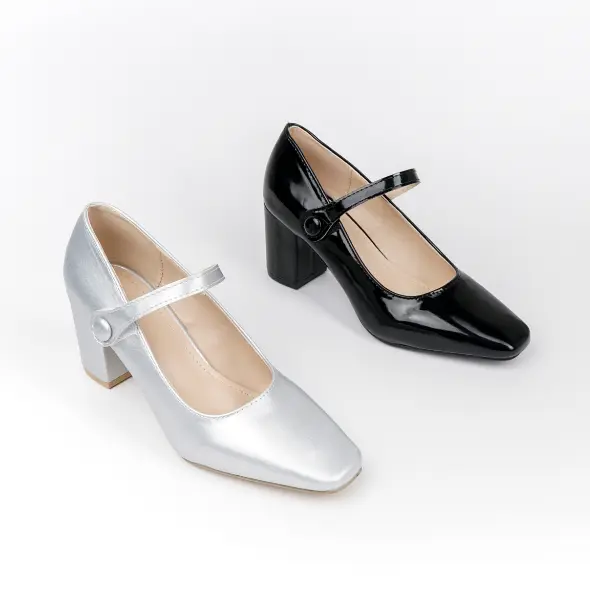 Blow BLJIHE 0023 Fiore Mary Jane Block Heels Wanita Sepatu Hitam Women Shoes 0