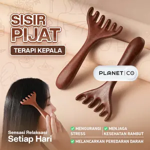 PLANETCO I Sisir Pijat Refleksi Kepala Rambut Cakar 6 Motif Kayu Cendana Alat Terapi Wajah Meridian & Alat Drainase Limfatik