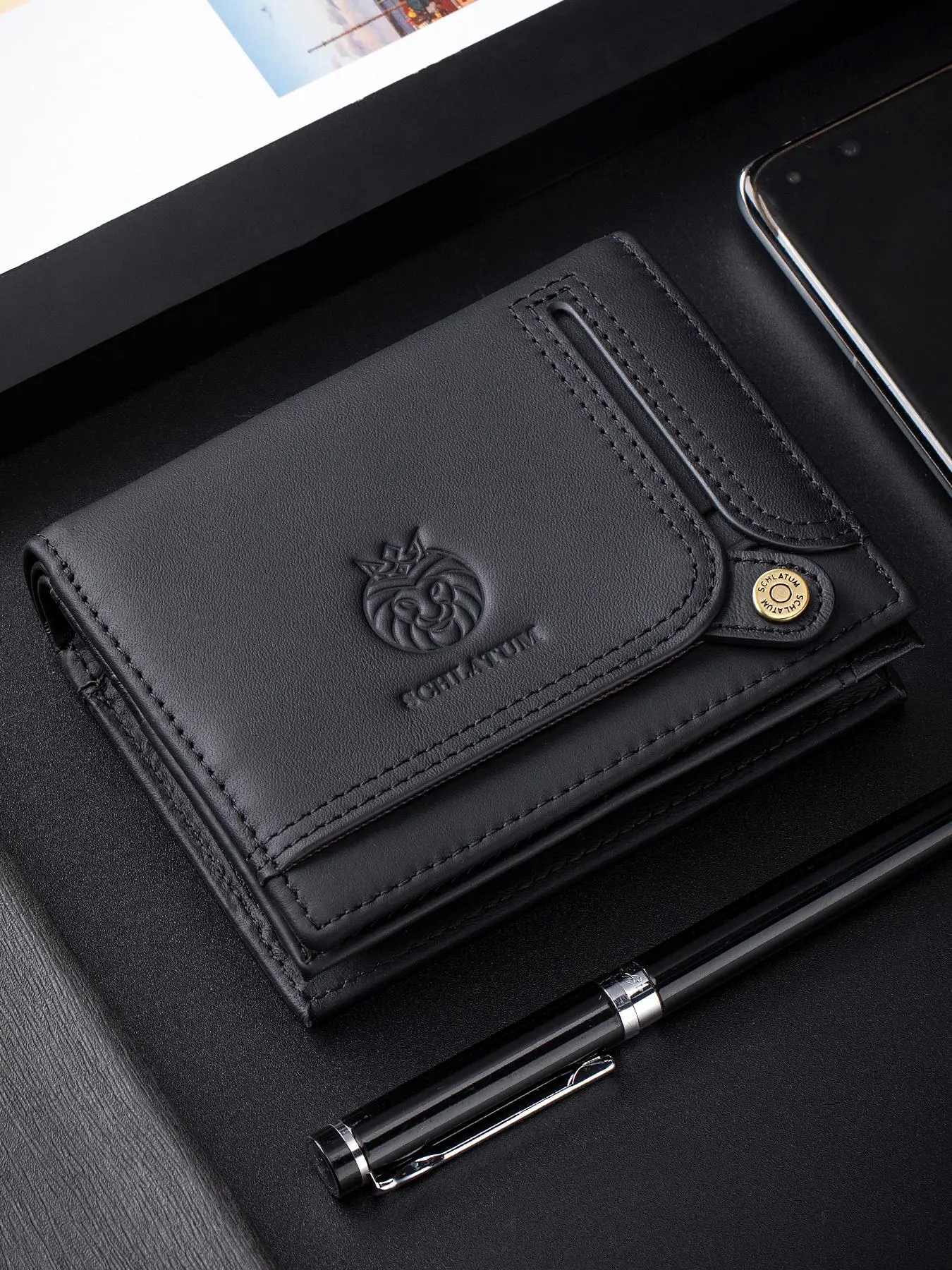 Men's Business Fashion Zipper Wallet, Large Capacity Card Holder, RFID Anti-theft Brush Retro Multi-functional Money Clip