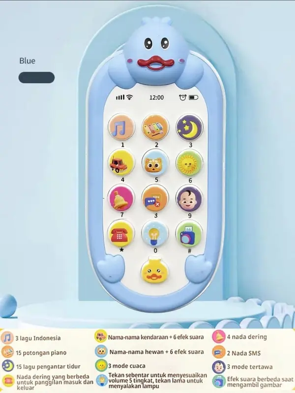 MAINAN EDUKASI PONSEL BAYI / MAINAN HANDPHONE BAYI BENTUK BEBEK DUCK Plastik Piano 4