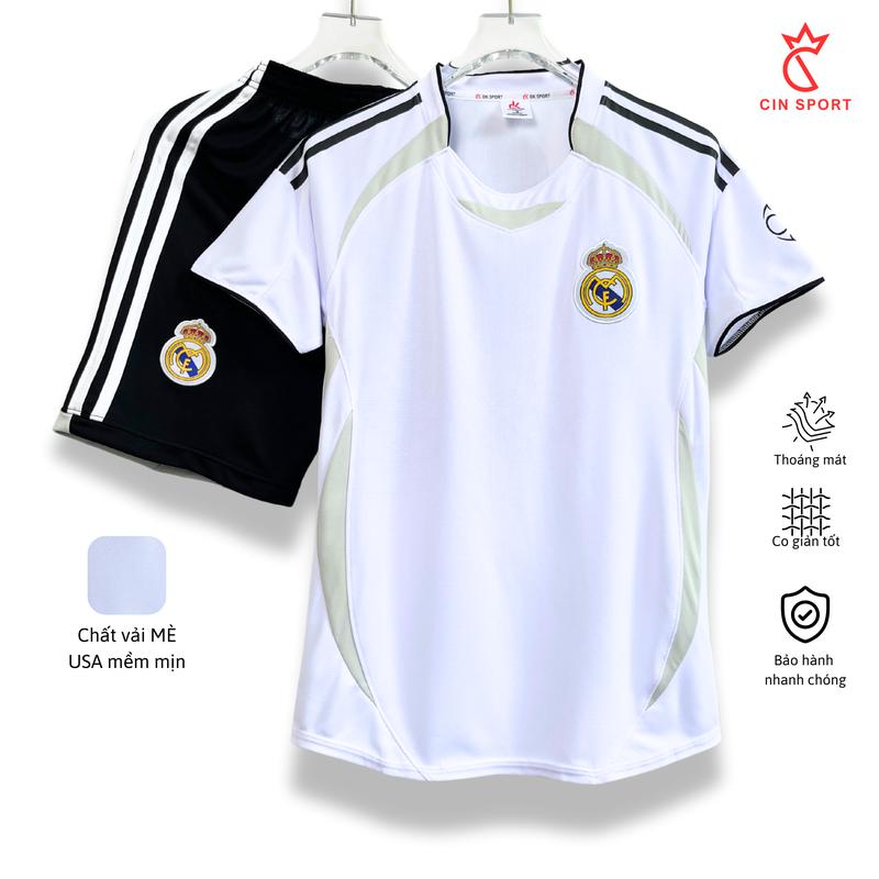 TOP QUẦN ÁO BÓNG ĐÁ, ÁO ĐÁ BANH RETRO REAL TRẮNG 2006 CHẤT VẢI THUN MÈ COOL USA CAO CẤP, MỀM MỊN, KHÔNG XÙ KHÔNG PHAI. CIN SPORT áo Nam Trang Phục