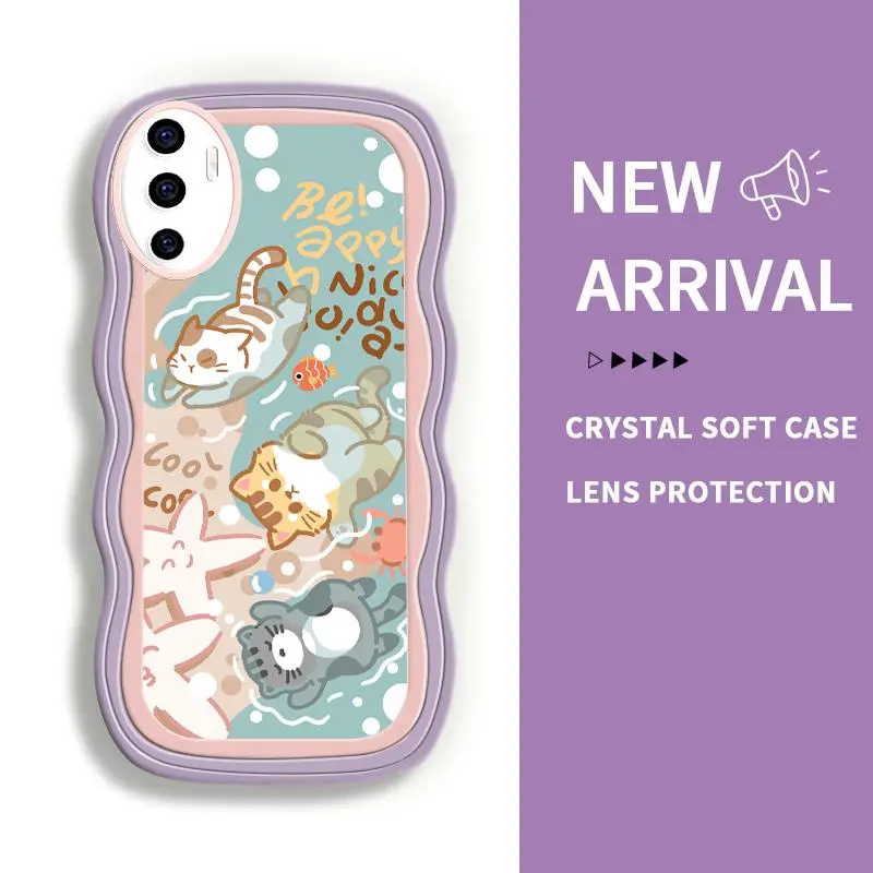 Soft Case Untuk VIVO V23e 4G 5G V11 Pro V11 V11i V17 V17 Neo V19 V19 Neo V21 5G V29 V30 Pro V30 SE V30E 5G V40 SE V5 Lite V5 Plus V5 V5s V9 Youth V9 V9 6GB Transparan Antishock Cute Swimming Kittens Casing Murah Ponsel Silicone