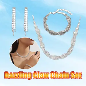 3PCS/SET perhiasan set wanita Kalung,anting,gelang perak Kalung High-End Set untuk