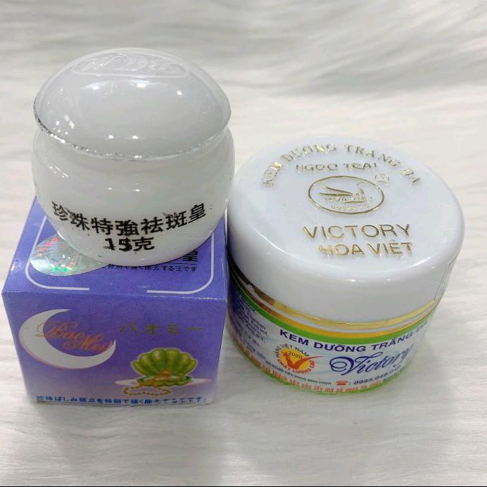 [loại 1] combo kem ngọc trai hoa việt và kem nữa vầng trăng dưỡng trắng da