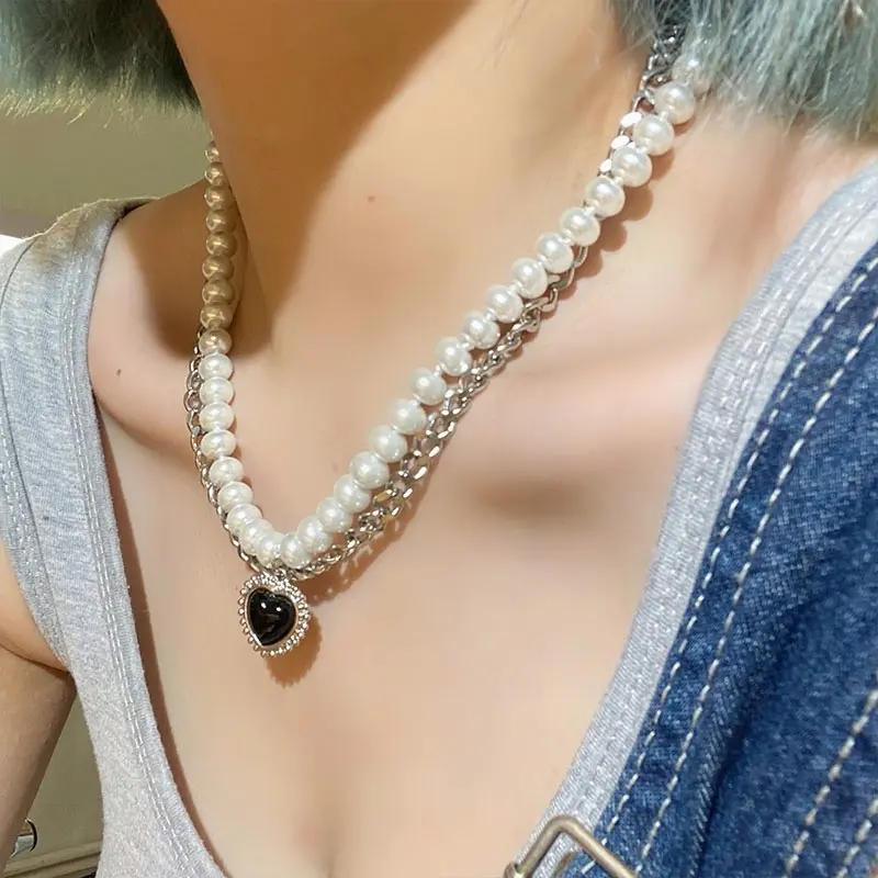 Kalung Mutiara Korea sweet simple pearl love necklace 5