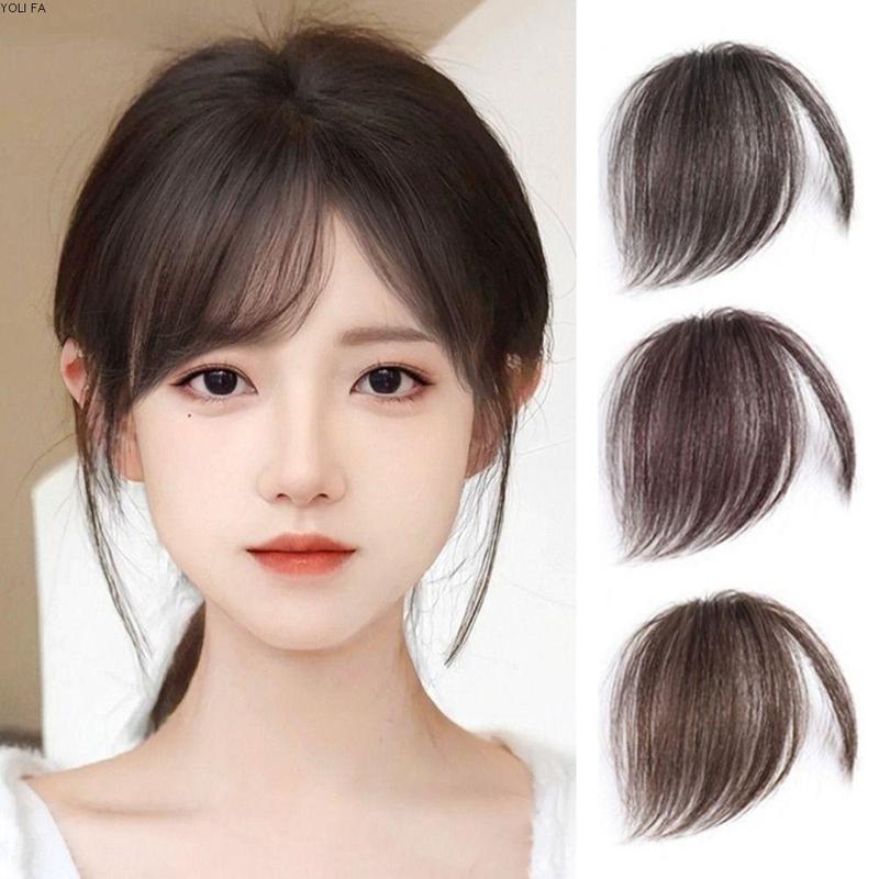Tóc Người, Liền Mạch, Tóc Mái Nghiêng, Tóc Mái Không Khí Tự Nhiên 3D, Kẹp Nối Tóc Mái Bên, Dành Cho Phụ Nữ 0