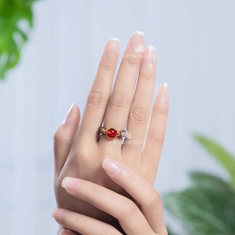 Nhẫn Trầm Hương Mix Đá Đủ Bản Mệnh ( Tặng dây Dự Phòng + Hạt Dự Phòng ) 5