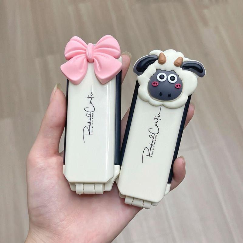  Lược Chải Tóc Kiêm Gương Trang Điểm 2 Trong 1 mini Có Thể Gấp Gọn Họa Tiết Hoạt Hình Cosmetic 