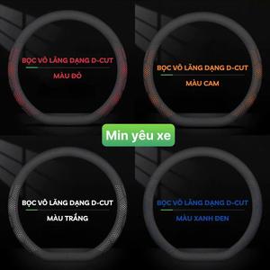 Bọc Vô Lăng Ô Tô Da Nappa - Bọc Vô Lăng Vinfast VF3-VF5- VF8-VF9-E34 Dáng DCut  Size 36cm Cao Cấp Siêu Mỏng Và Thoáng Khí Otofunmoclan