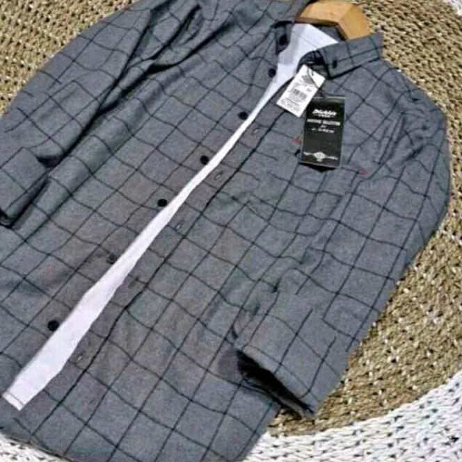 kemeja flanel premium pria dewasa lengan panjang V-Neck Lembut Motif Distro Nyaman Casual Kotak 4