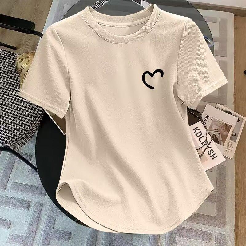 Product Introduction of New Women's Clothing Styles Short Sleeve T-Shirt 2025 Summer Plus Size Design Sense Fashionable Slim Fit Flattering Top Womenswear Comfort Casual Red Crewneck 10