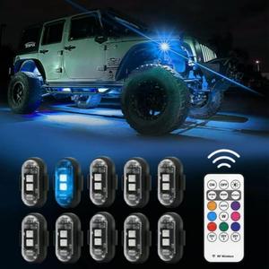 Luz intermitente RGB inalámbrica para aviones con control remoto, luz de emergencia LED anticolisión impermeable recargable por USB para coche, motocicleta, drone, bicicleta