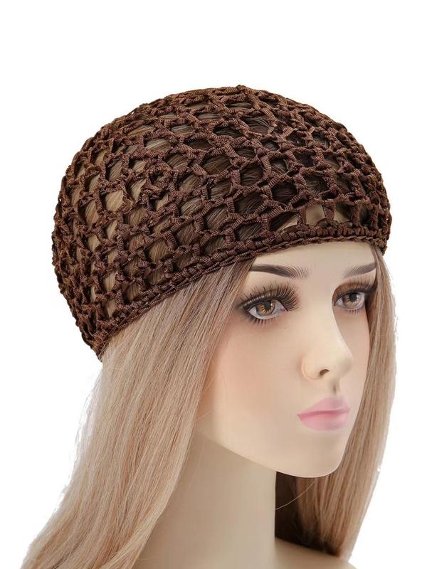 Solid Color Hollow Out Design Hats, Casual Elastic Hair Cap for Women, Fashionable Hair Accessories for Daily Wear 5