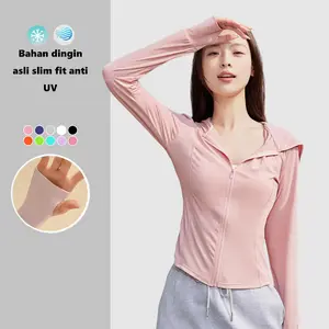 Jaket UV Wanita Desain Slim Fit Ringan dan Adem Untuk Running Jogging dan Senam Harian