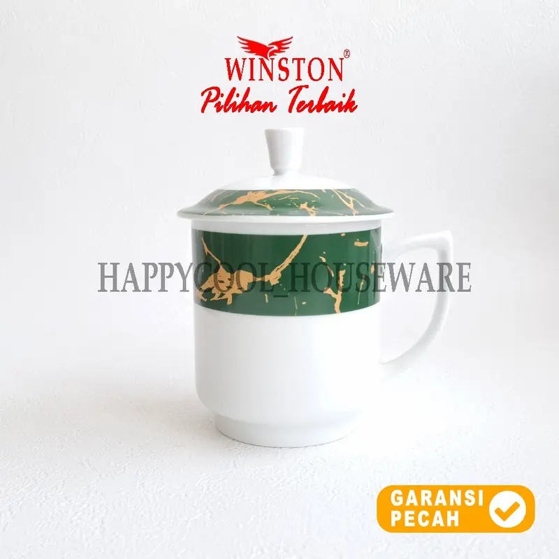 WINSTON 1pcs Mug Tutup 450cc Marmer Hitam Keramik Mug Gagang Gelas Minum Tutup 8