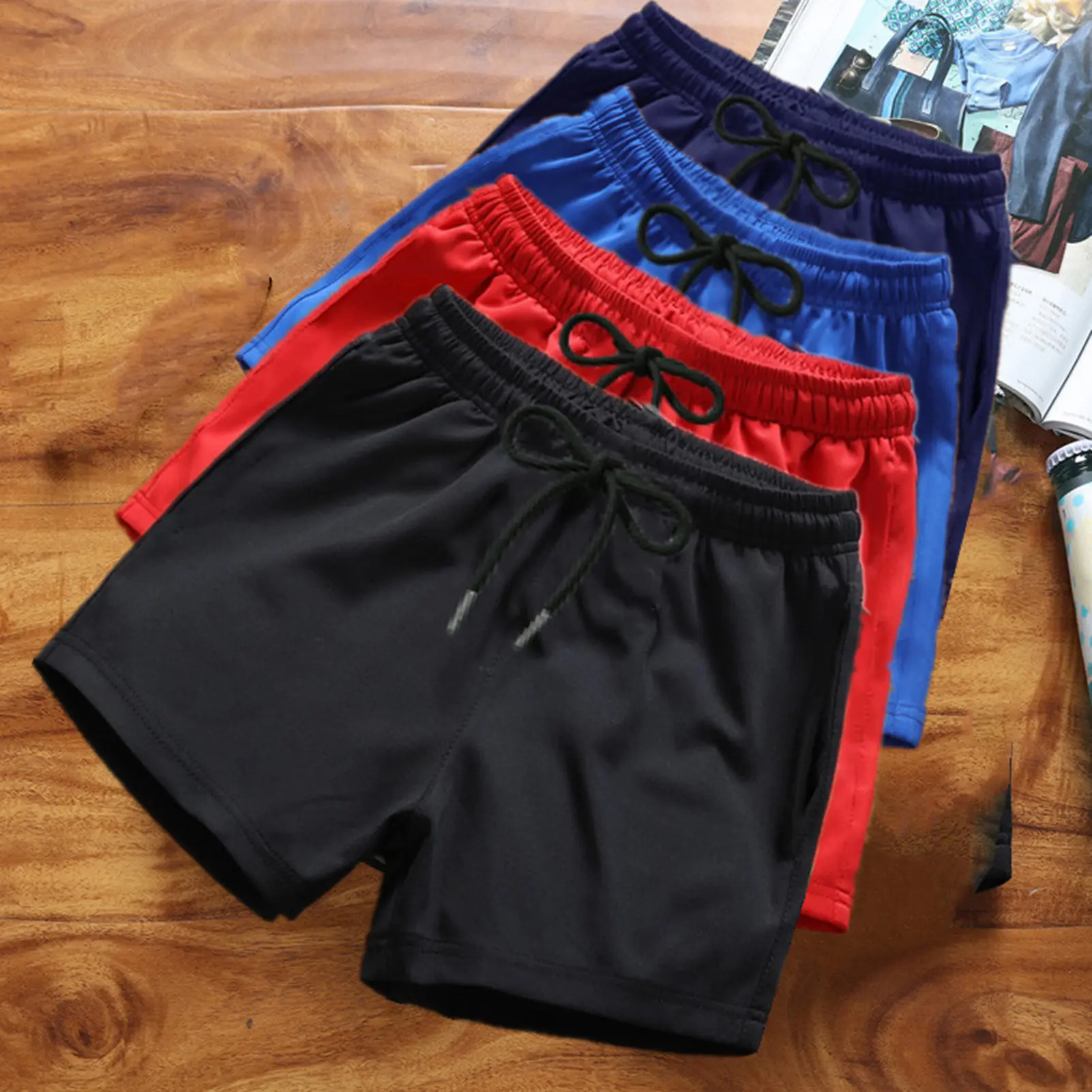 Qikbjgs Men Running Shorts Elastic Waist Drawstring Gym Short Pants Solid Color Wide Leg Outdoor Shorts Streetwear